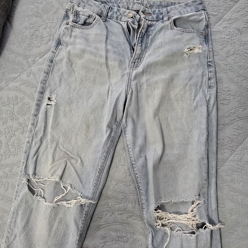 American Eagle Outfitters Light Blue Ripped Boyfriend Jeans